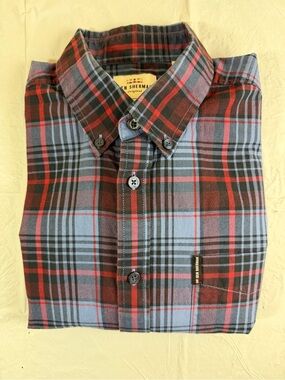 Ben Sherman Blue and Red Plaid Button-Down Shirt
